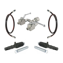 Amazone trąšų barstytuvo hidraulinis komplektas. Du cilindrai + dvi grąžinimo spyruoklės + du 2/2 rutuliniai vožtuvai + greito p