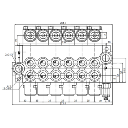 Hidraulinis skirstytuvas 6 sekcijų 40 l/min P40 su 18/18 jungtimis Hydrolider