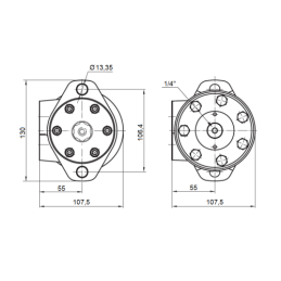 BMR hidraulinis variklis, darbinis tūris: 400 cm3/aps., greitis: 150 aps./min., su 6 peilių velenu