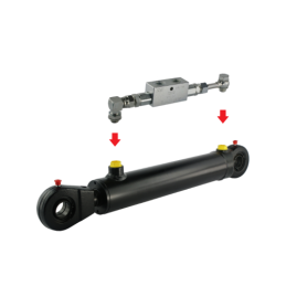 Dvigubo veikimo hidraulinio cilindro ilgis: 607 mm, eiga: 375 mm. CJ2F-50/28/375 komplektuojamas su fiksuojamuoju apsauginiu vož