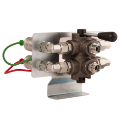 Hidraulinis lizdinis skirstytuvas. Hidraulinis 6/2 rutulinis vožtuvas, perjungimas + greitos jungtys + plokštė