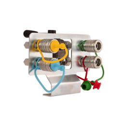 Hidraulinis lizdinis skirstytuvas. Hidraulinis 6/2 rutulinis vožtuvas, perjungimas + greitos jungtys + plokštė