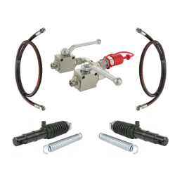 Amazone trąšų barstytuvo hidraulinis komplektas. Du cilindrai + dvi grąžinimo spyruoklės + du 2/2 rutuliniai vožtuvai + greito p