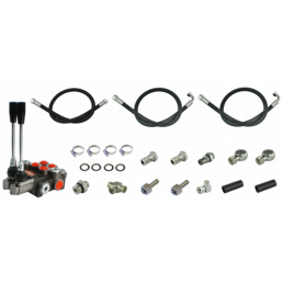 Dviejų sekcijų skirstytuvas T-25 traktoriui su jungčių rinkiniu + žarnomis ir jungtimis prijungimui prie traktoriaus