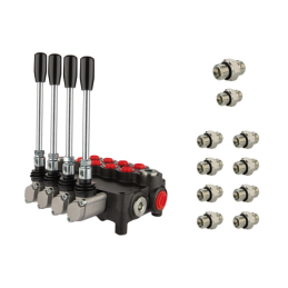 Hidraulinis skirstytuvas 4 sekcijų 80 l/min 4P80 su jungtimis 27/22 Hydrolider