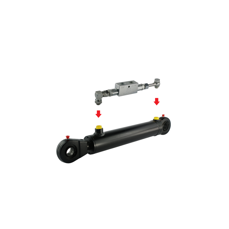 Dvigubo veikimo hidraulinio cilindro ilgis: 1232 mm, eiga: 500 mm, CJ2F 50/28/500 U25 su fiksatoriumi