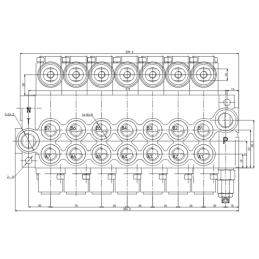 Hidraulinis skirstytuvas 7 sekcijų 40 l/min P40 su 18/18 jungtimis Hydrolider
