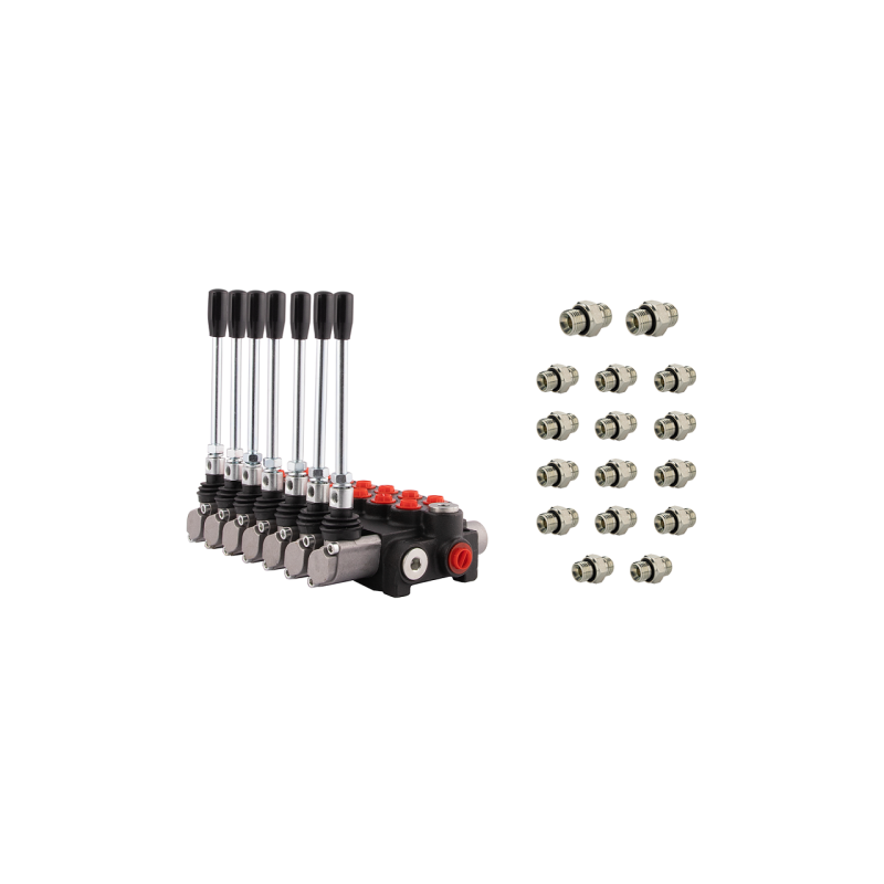 Hidraulinis skirstytuvas 7 sekcijų 40 l/min P40 su 22/18 jungtimis Hydrolider