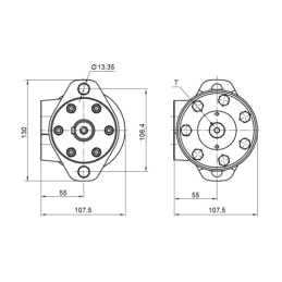 BMR SMR hidraulinis variklis, darbinis tūris: 36 cm3/aps. Greitis: 1110 aps./min. Komplekte yra PTO įvorė.