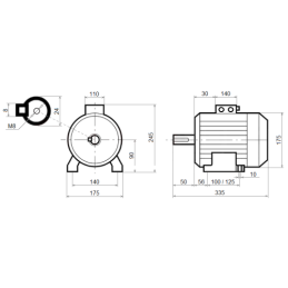 230 V B3 1,5 kW G90 1420 aps./min. W24 variklis su įmontuotu darbiniu kondensatoriumi