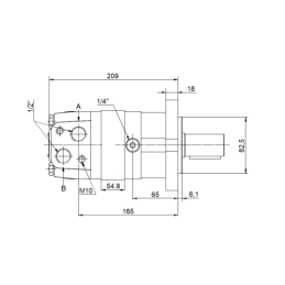 SMS hidraulinis variklis, darbinis tūris: 315 cm3/aps., greitis: 250 aps./min., su 90° kampine plokšte