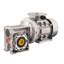 Trifazis 380 V 0,37 kW elektros variklis su HMRV 50 sliekine pavarų dėže, kurios perdavimo skaičius yra 1:30. Atitinka NMRV MOTO