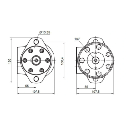 BMR hidraulinis variklis, darbinis tūris: 160 cm3/aps., greitis: 375 aps./min., su 32 mm velenu, pridedamas prie FORTSCHRITT mėš