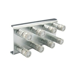 Lizdų plokštė aštuonių greitųjų jungčių montavimui, plokščios, sauso atjungimo lizdai M18x1.5