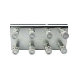 Lizdų plokštė aštuonių greitųjų jungčių montavimui, plokščios, sauso atjungimo lizdai M18x1.5