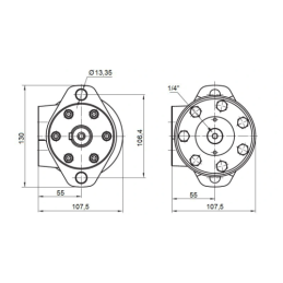 BMR hidraulinis variklis, darbinis tūris: 200 cm3/aps., greitis: 300 aps./min., su 32 mm velenu, pridedamas prie FORTSCHRITT mėš