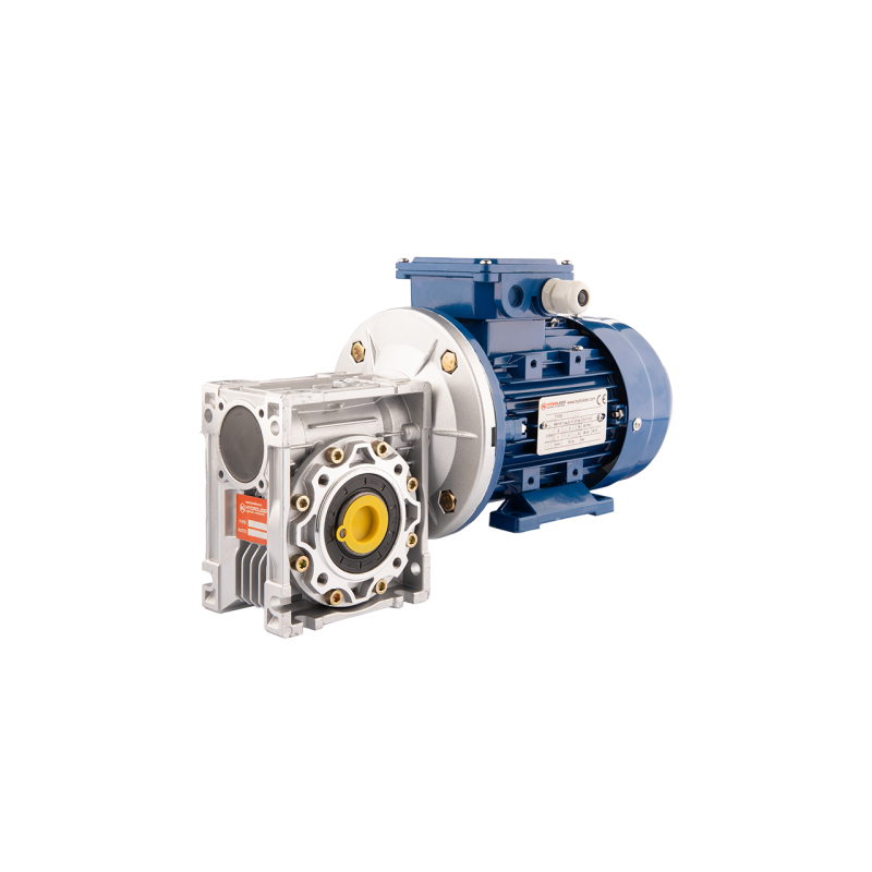 Trifazis 380 V 0,25 kW elektros variklis su HMRV 50 sliekine pavarų dėže, kurios perdavimo skaičius yra 1:30. Atitinka NMRV MOTO