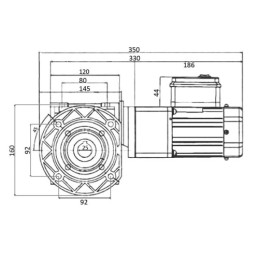 PM 50 reduktorius, skirtas „Eco-pea“ anglies krosnies tiektuvui su 40 W 230 V varikliu