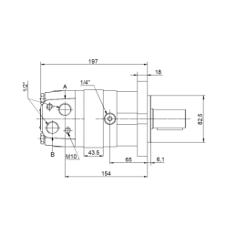 SMS hidraulinis variklis, darbinis tūris: 250 cm3/aps., greitis: 310 aps./min., su 90° kampine plokšte