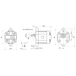 Hidraulinis krumpliaratinis siurblys + 3 fazių variklis 380 V 0,25 kW komplekte su varpo formos jungtimi ir kumšteliu, komplekto