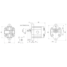 Hidraulinis krumpliaratinis siurblys + 3 fazių variklis 380 V 0,25 kW komplekte su varpo formos jungtimi ir kumšteliu, komplekto