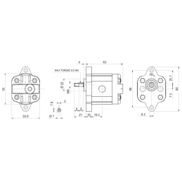 Hidraulinis krumpliaratinis siurblys + 3 fazių variklis 380 V 0,25 kW komplekte su varpo formos jungtimi ir kumšteliu, komplekto