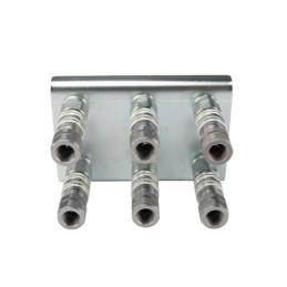 Lizdų plokštė šešioms greito prijungimo jungtims, plokščioms sausoms atjungimo jungtims + M18x1,5 kištukams montuoti