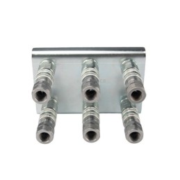 Lizdų plokštė šešioms greito prijungimo jungtims, plokščioms sausoms atjungimo jungtims + M22x1,5 kištukams montuoti