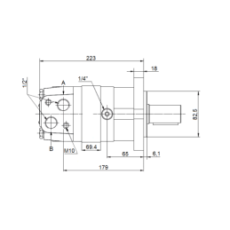 SMS hidraulinio variklio darbinis tūris: 400 cm3/aps. Apsisukimai: 190 aps./min. su plokšte ir įvore