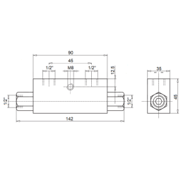 Dvigubo veikimo hidraulinio cilindro ilgis: 442 mm, eiga: 160 mm, CJ2F 63/36/160 U35 su užraktu