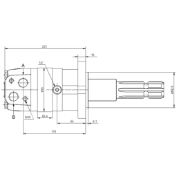 SMS hidraulinis variklis, darbinis tūris: 400 cm3/aps., greitis: 190 aps./min.