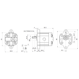 Hidraulinis krumpliaratinis siurblys + 3 fazių variklis 380 V 0,37 kW komplekte su varpo formos jungtimi ir kumšteliu, komplekto