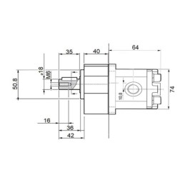 Dešinės pavaros hidraulinis siurblys, 1 grupė, dešinės rotacijos, našumas: 1,05 cm3/aps., našumas (1500 aps./min.): 1,57 l/min. 