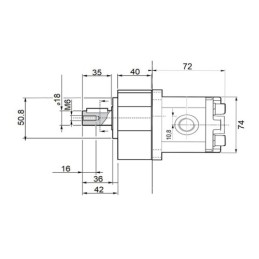 Dešinės pavaros hidraulinis siurblys, 1 grupė, dešinės rotacijos, našumas: 3,05 cm3/aps., našumas (1500 aps./min.): 4,57 l/min. 