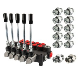 sekcijų hidraulinis skirstytuvas 50 l/min. 5P80 su 22/18 jungtimis „Hydrolider“