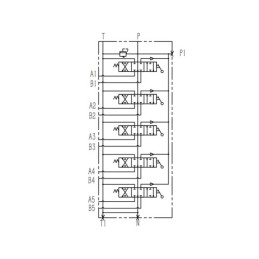 sekcijų hidraulinis skirstytuvas 50 l/min. 5P80 su 22/18 jungtimis „Hydrolider“