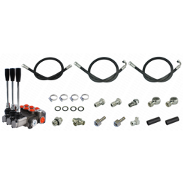 3 sekcijų skirstytuvas T-25 su jungčių rinkiniu + žarnomis ir jungtimis prijungimui prie traktoriaus