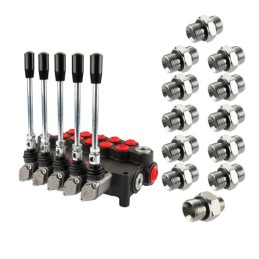 5 sekcijų hidraulinis skirstytuvas 60 l/min. 5P80 su 22/22 jungtimis „Hydrolider“