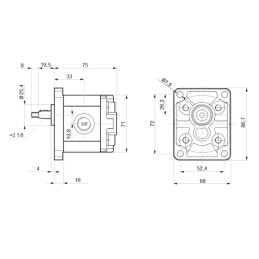 Hidraulinis krumpliaratinis siurblys + 3 fazių variklis 380 V 0,37 kW komplekte su varpo formos jungtimi ir kumšteliu, komplekto