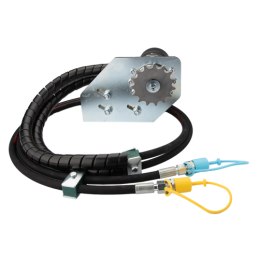 Hidraulinė pavara su guoliais pritvirtintu BMR 100 varikliu, kurio greitis 600 aps./min., ir 12B- 3/4 colio krumpliaračiu