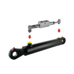 Dvigubo veikimo hidraulinio cilindro ilgis: 530 mm, eiga: 250 mm, CJ2F-63/36/250, komplektuojamas su fiksuojančiu apsauginiu vož