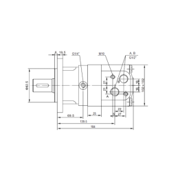 Labai galingas SMSY 160 hidraulinis variklis 18 kW 465 aps./min. su padidintu sukimo momentu iki 451 Nm