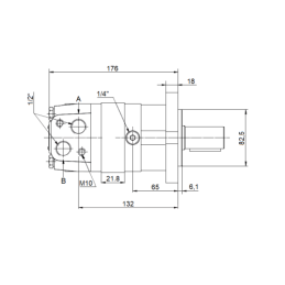 SMS hidraulinio variklio darbinis tūris: 125 cm3/aps. Apsisukimai: 600 aps./min. su plokšte ir įvore