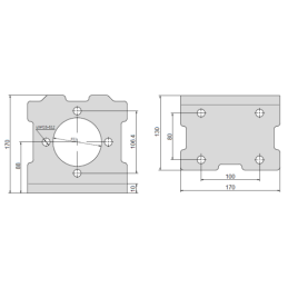 SMS hidraulinis variklis, darbinis tūris: 80 cm3/aps., greitis: 930 aps./min., plokštės kampas 90° ir įvorė