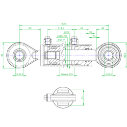 Sustiprinta hidraulinė centrinė jungtis Ursus C-330, C-360 ir C-360-3P