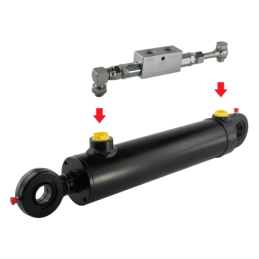 Dvigubo veikimo hidraulinis cilindras, ilgis: 450 mm, eiga: 200 mm, CJ2F-63/32/200, komplektuojamas su fiksavimo apsauginiu vožt