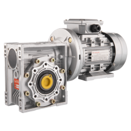 Trifazis 380 V 0,37 kW elektros variklis su HMRV 60 sliekine pavarų dėže, kurios perdavimo skaičius 1:60. Atitinka NMRV MOTOVARI