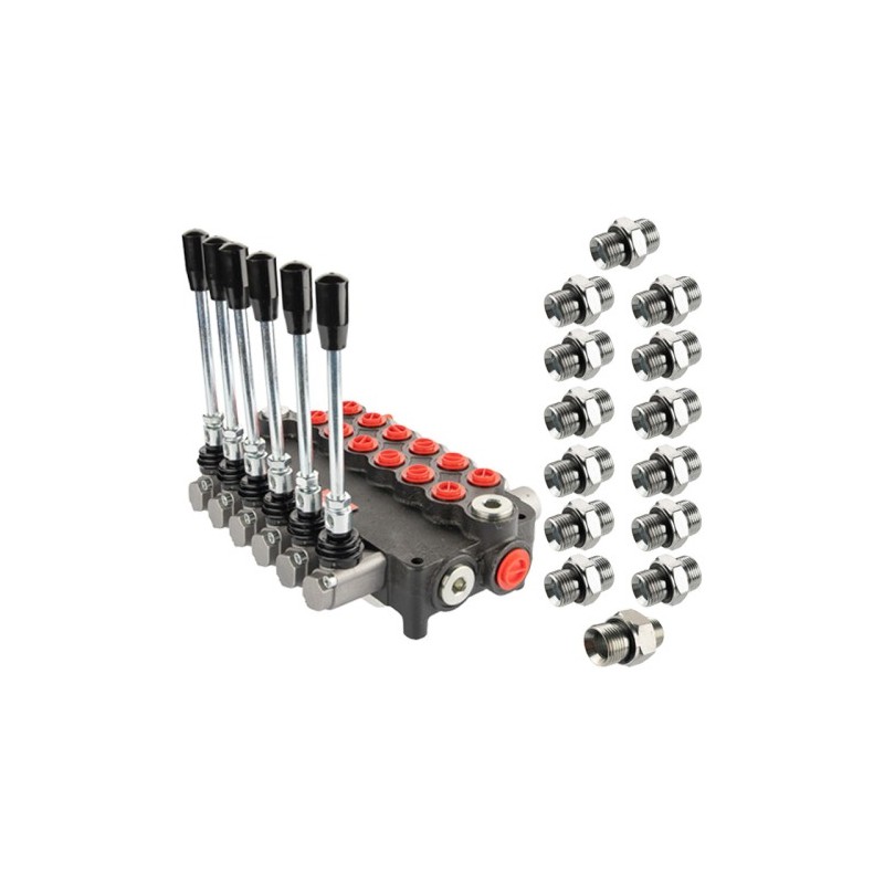 Hidraulinis skirstytuvas 6 sekcijų 60 l/min 6P80 su 22/22 jungtimis Hydrolider