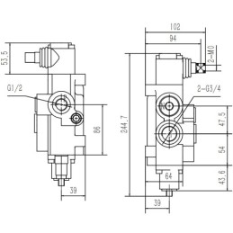 Hidraulinis skirstytuvas 6 sekcijų 80 l/min 6P80 su jungtimis 27/22 Hydrolider