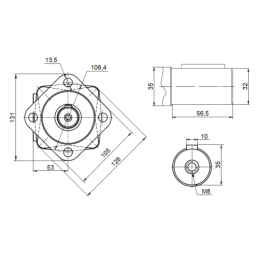 Hidraulinis variklis SMS, BMS, OMS Darbinis tūris: 80 cm3/aps. Apsūkiai: 930 aps./min. Su PTO įvore